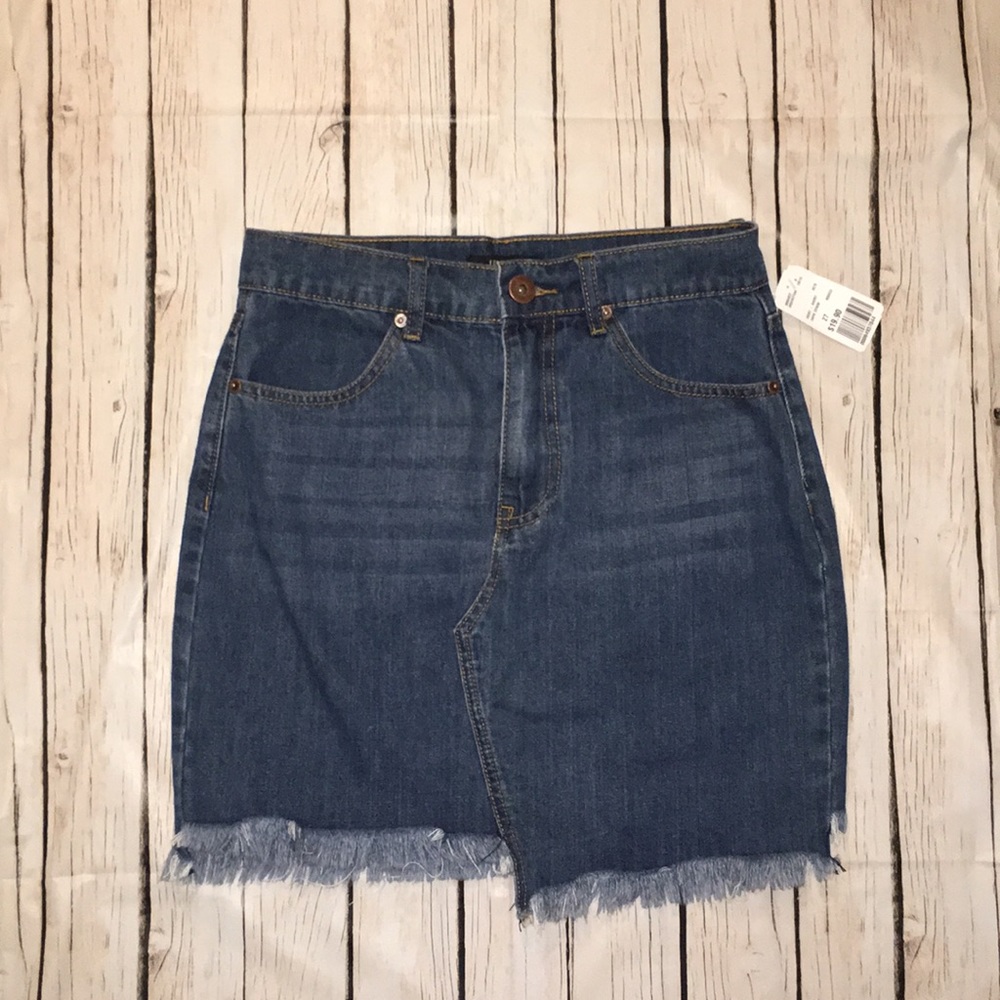 Forever 21, Asymmetrical Frayed Denim Skirt